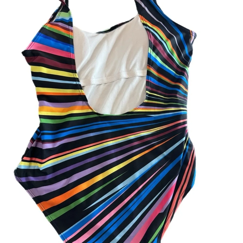 Vibrant Multicolor Striped Women's One-Piece Swimsuit